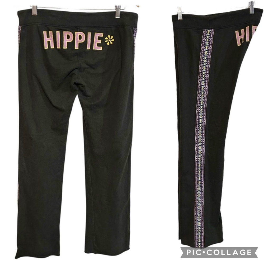 Lucky brand S-L sweatpants “hippie” butt embroidery side trim wide leg Y2K boho - Picture 1 of 16